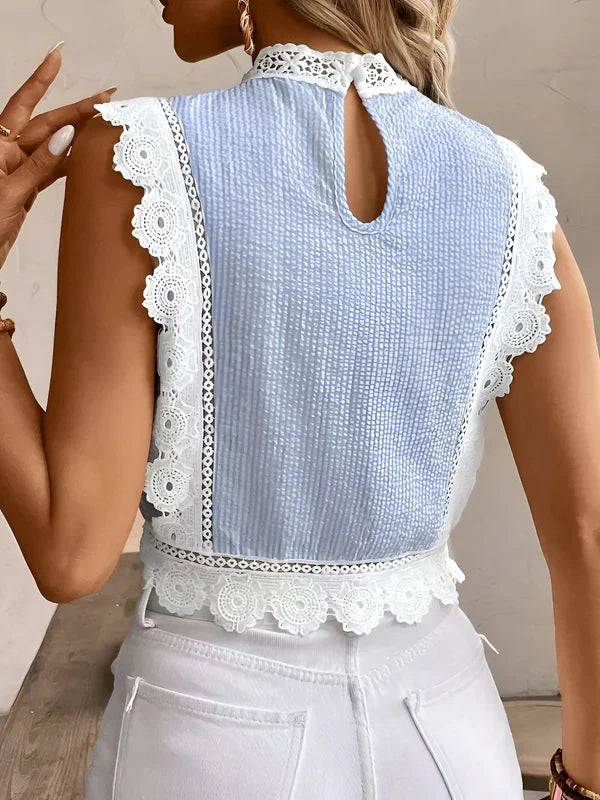 Dames Blouse Elegante Bloemenrand Luchtig Ontwerp Hoogwaardige Stof-3