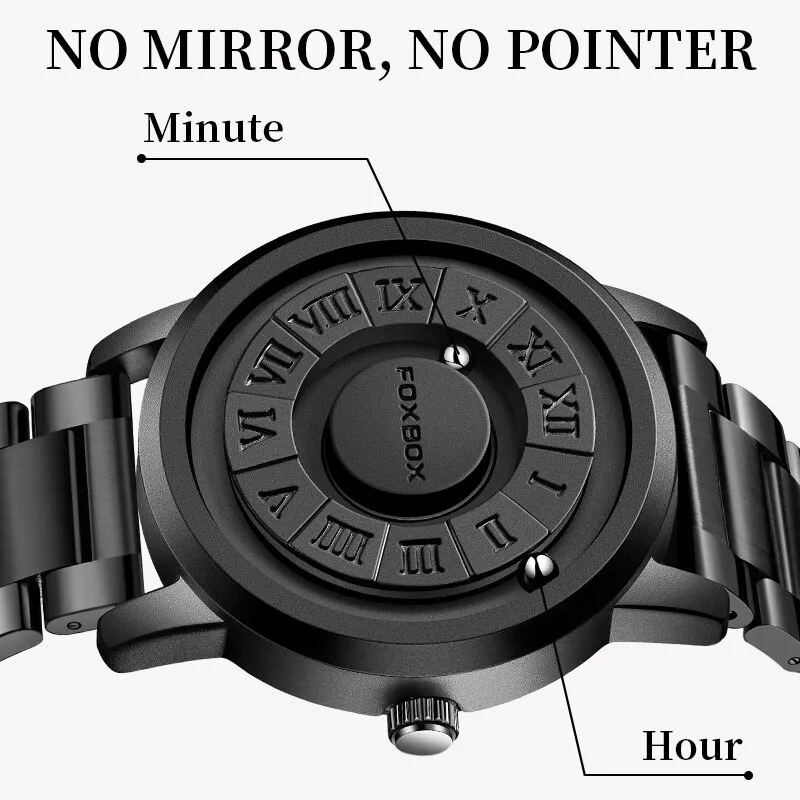 Heren Horloge Zwart Magnetisch Rubber Modern Stijl-4