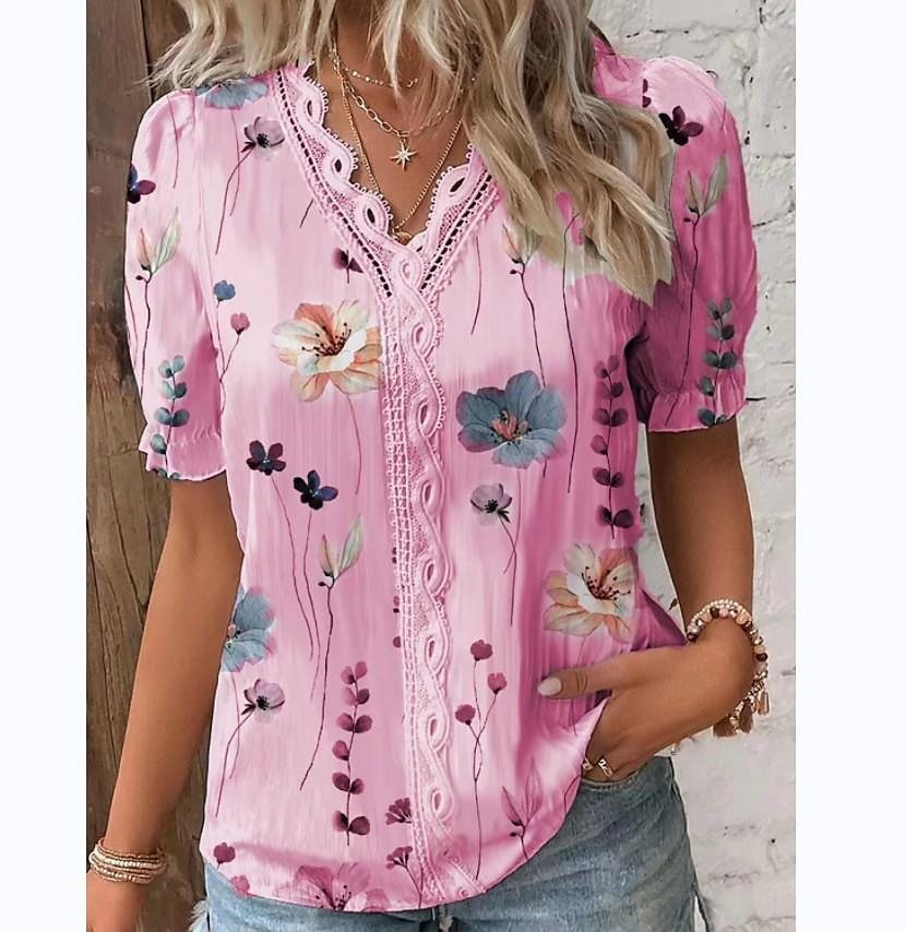 Variant image for Dames Blouse Bloemendruk Lente Losse Pasvorm Zacht Katoen-33
