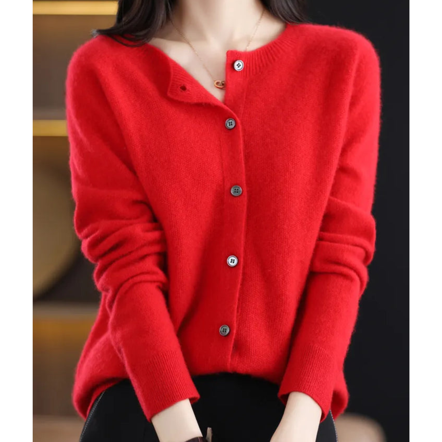 Dames Trui O-Hals 100% Wol Cardigan voor Winterse Look 4