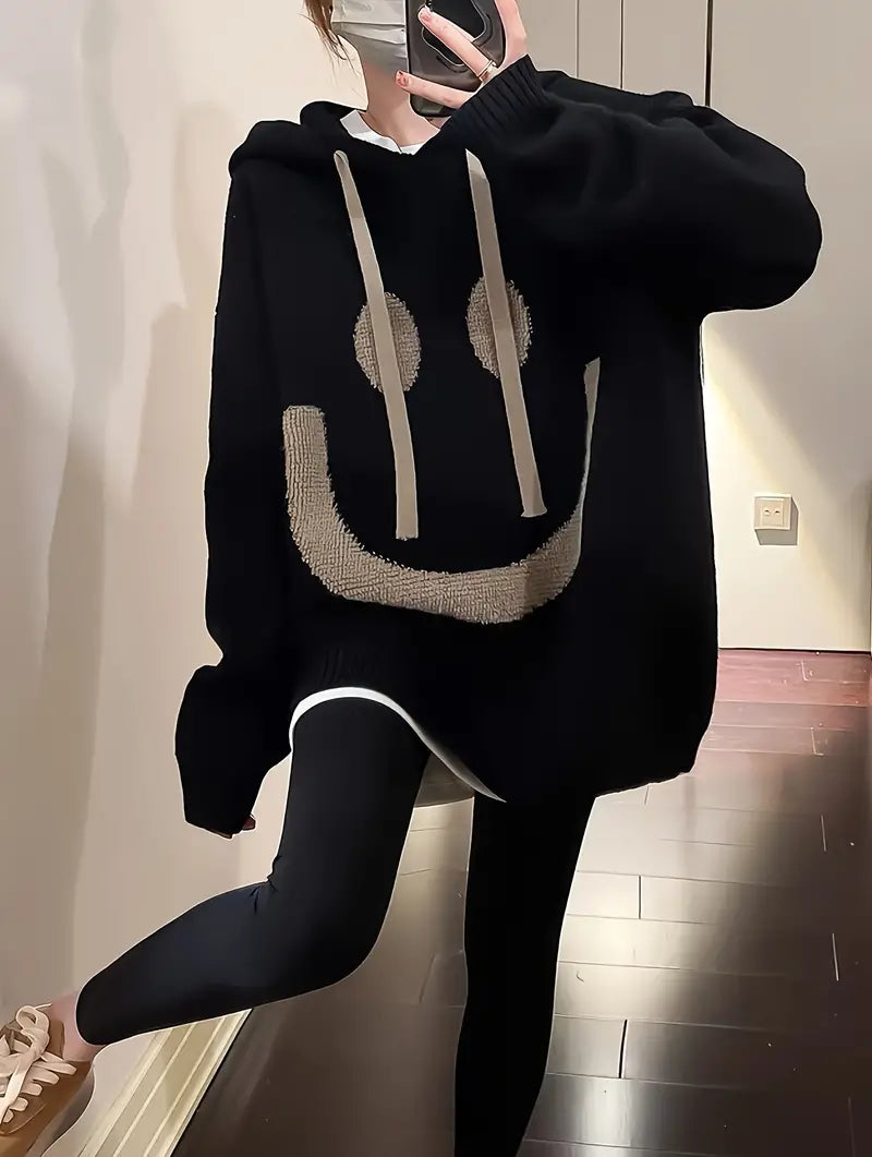 Variant image for Dames Hoodie Glimlachontwerp Verstelbare Snoertrein Katoen-7