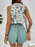 Dames Twee-deel Set Nekholder Katoen Tropische Print-3