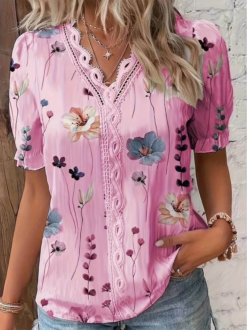 Variant image for Witte Blouse Dames V-hals Lente Stijlvol Lichtgewicht Casual Elegante Snit-1