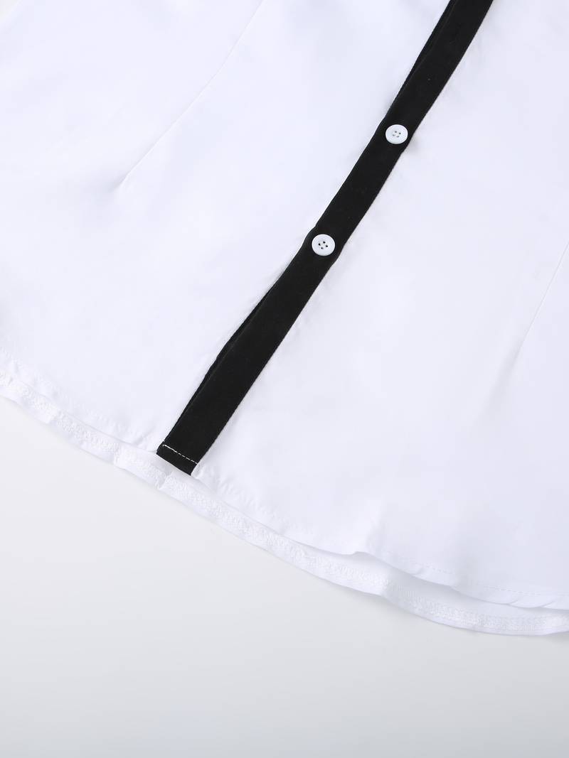 Heren Overhemd Casual Contrasterend 100% Katoen-6
