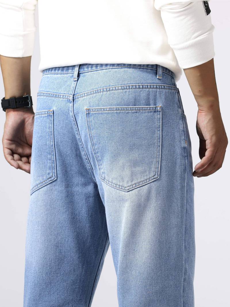 Heren Jeans Rechte Pasvorm Hoogwaardige Denim-6
