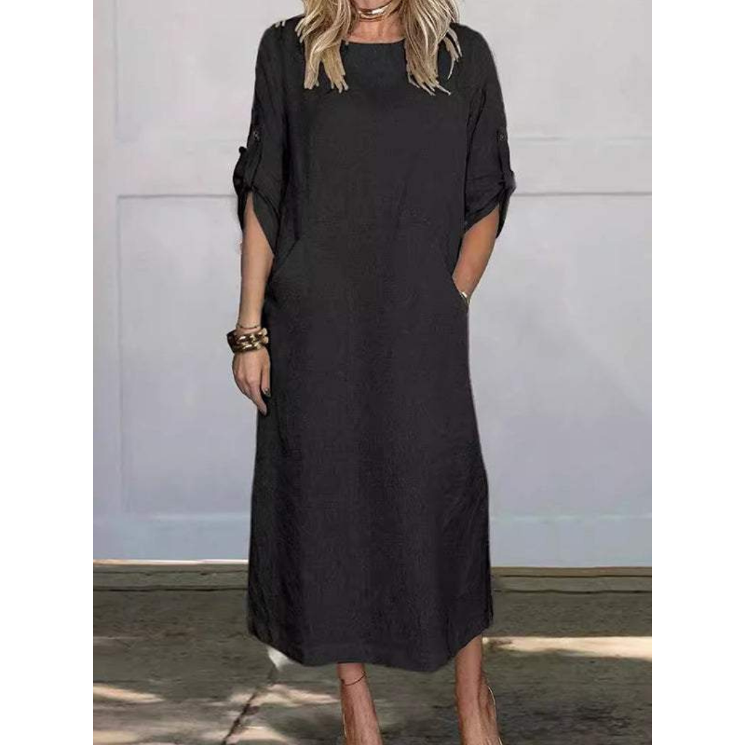 Variant image for Dames Lange Jurk Boxy Pasvorm Katoen voor Casual Dagen-19