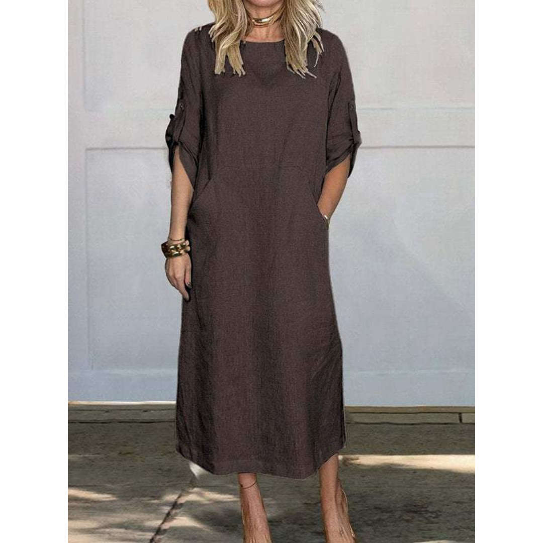 Variant image for Dames Lange Jurk Boxy Pasvorm Katoen voor Casual Dagen-25