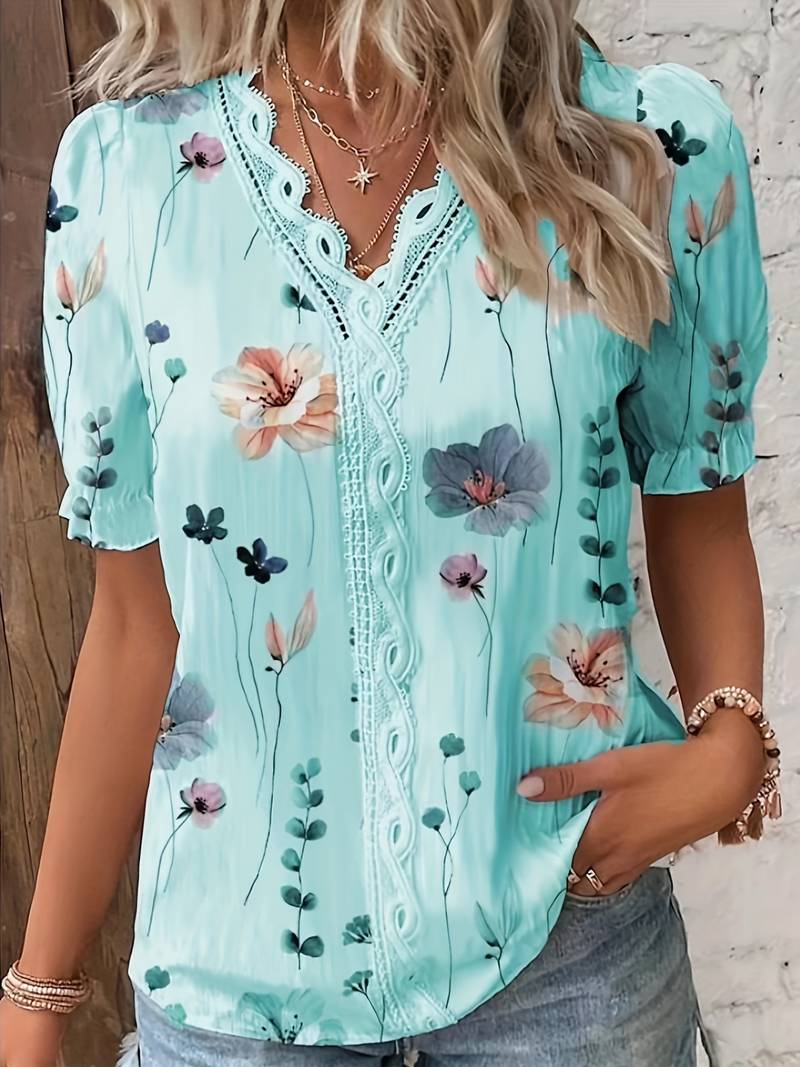 Variant image for Witte Blouse Dames V-hals Lente Stijlvol Lichtgewicht Casual Elegante Snit-25