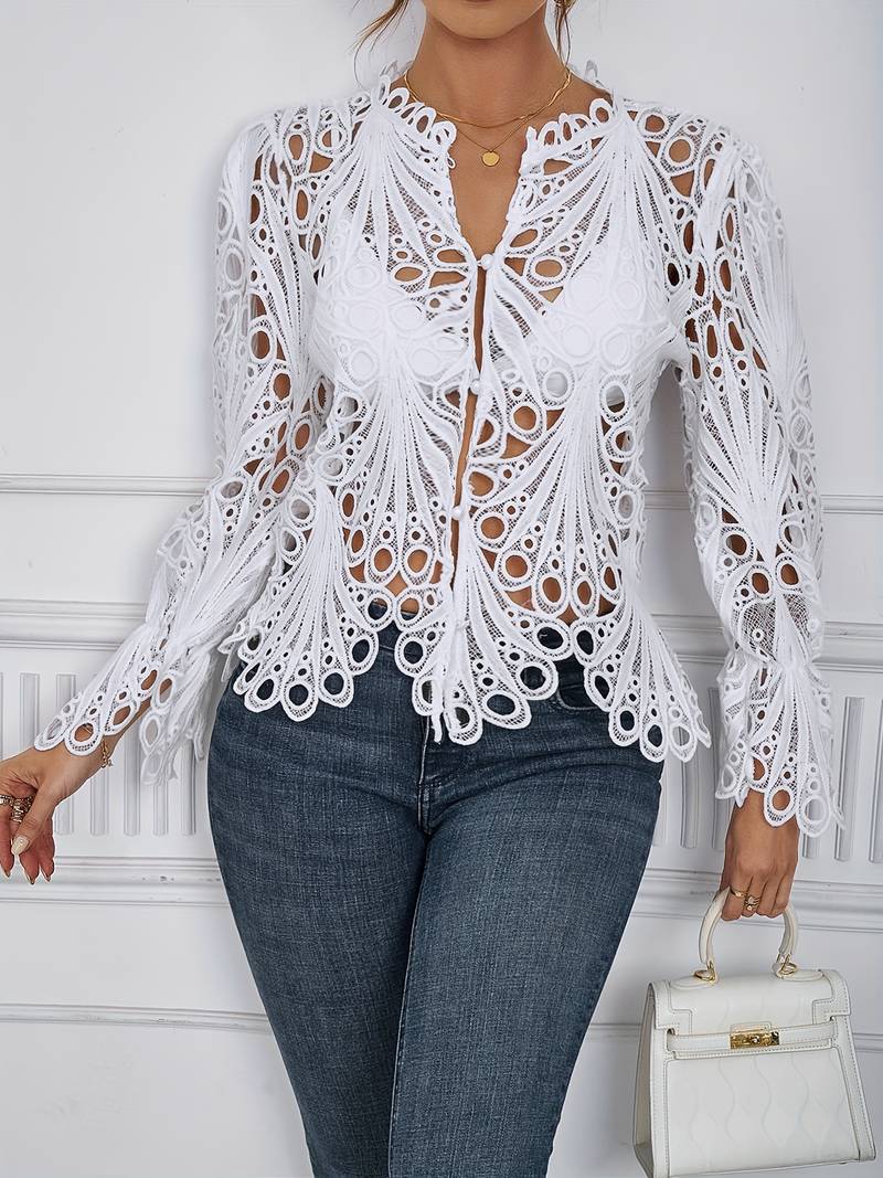 Variant image for Dames Asymmetrische Blouse Met Uitsnijdingen Hoogwaardige Stof-1