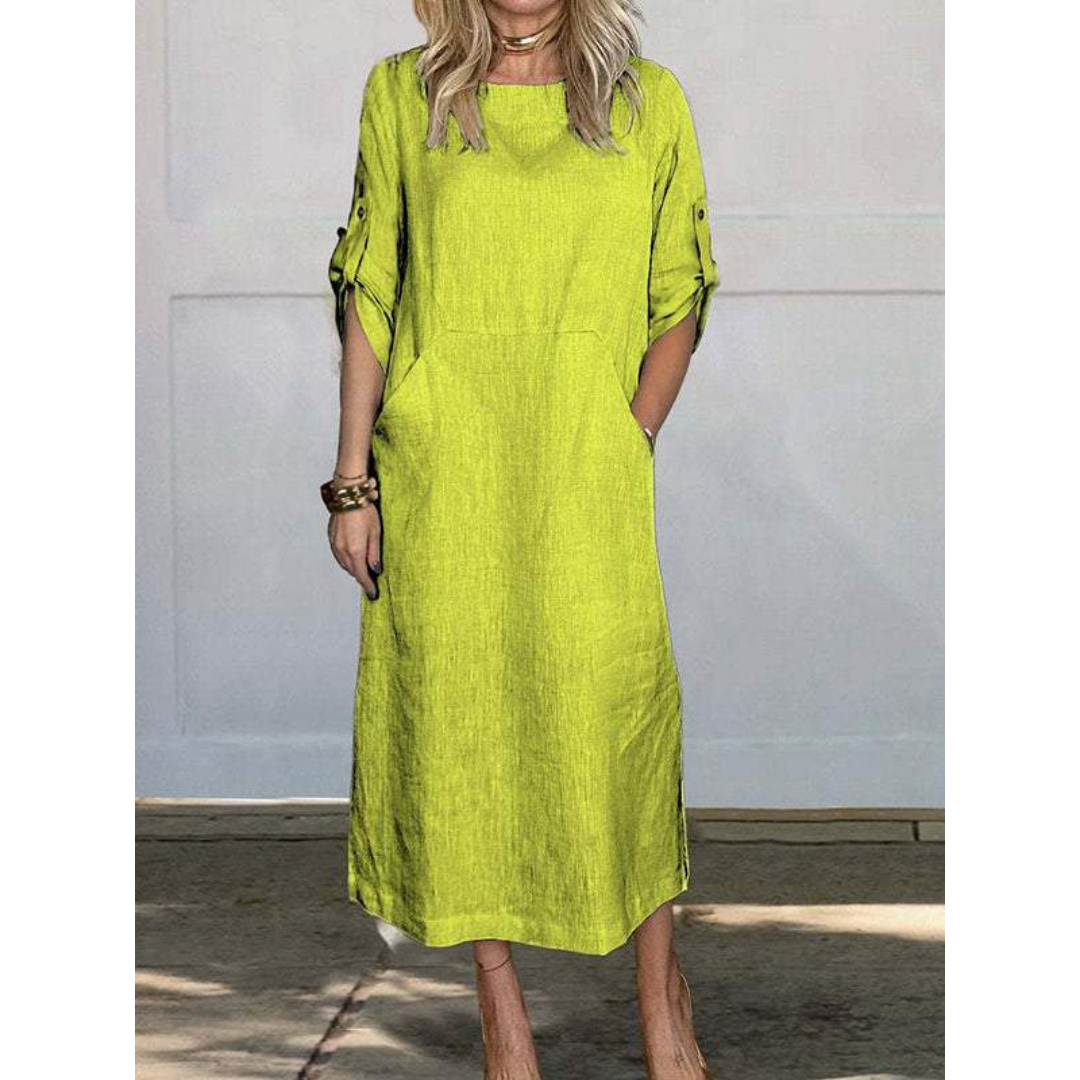 Variant image for Dames Lange Jurk Boxy Pasvorm Katoen voor Casual Dagen-31