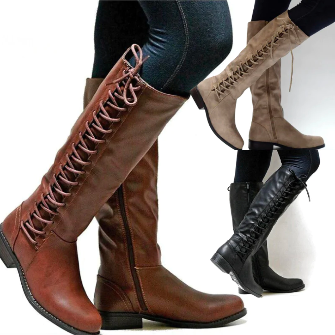 Dames Hoge Laarzen Comfortabel Leer en Ademend Textiel 4