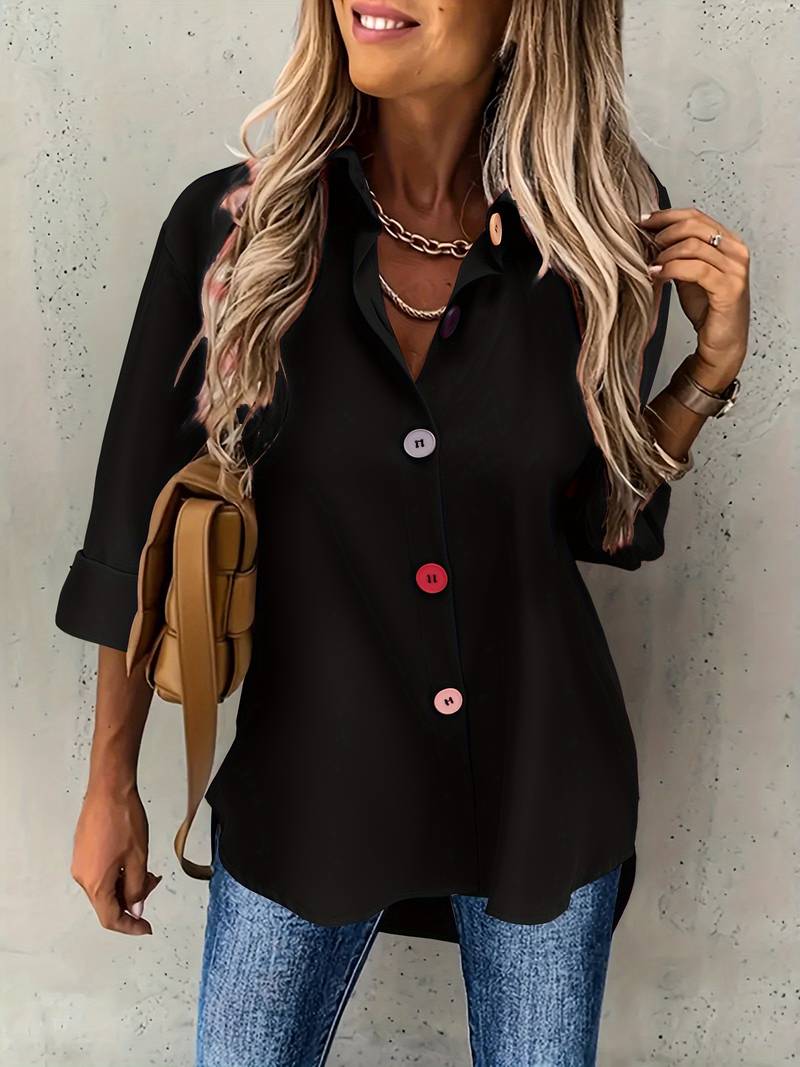 Variant image for Dames Shirt Casual Katoen Comfortabele Pasvorm voor Voorjaar en Herfst-9