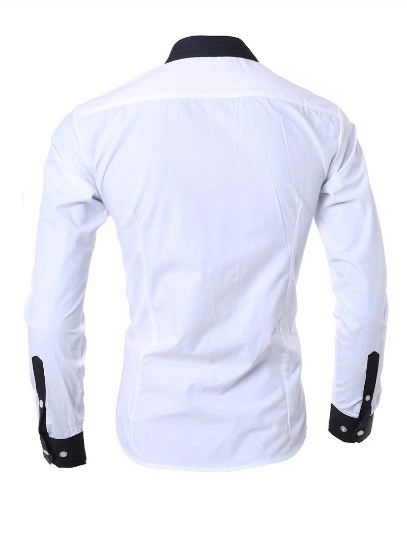 Heren Overhemd Casual Contrasterend 100% Katoen-2