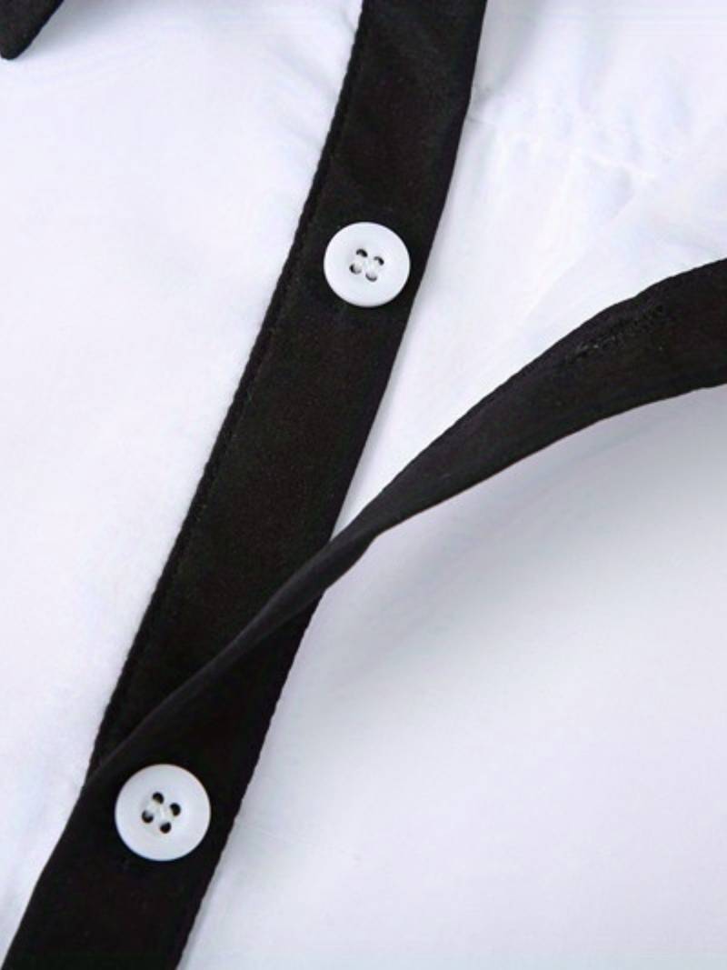 Heren Overhemd Casual Contrasterend 100% Katoen-4