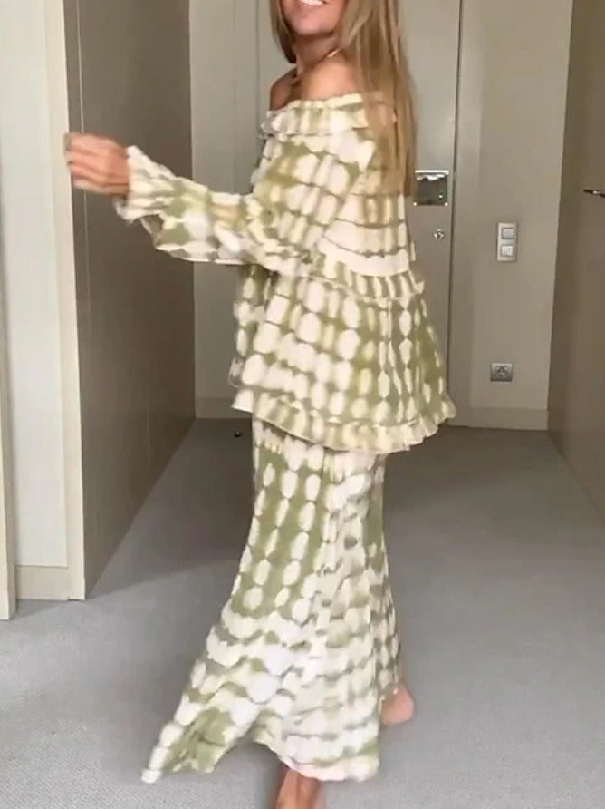 Dames 2 Delige Set Lange Rok en Blouse van Hoogwaardige Stof-3