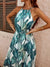 Dames Strandjurk Nekholder Tropisch Bladpatroon Luchtig Polyester-4