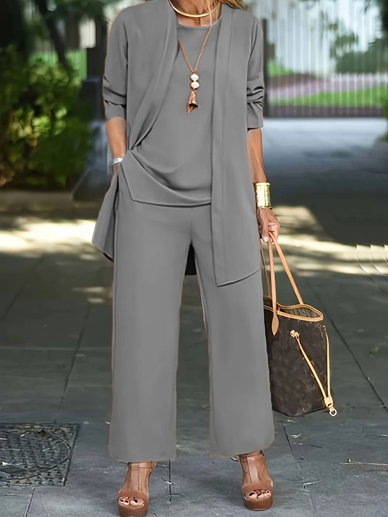 Variant image for Dames Set Drie Delen Casual Vest en Lange Broek Katoenmix-37