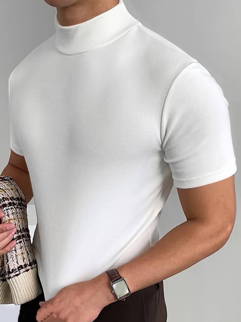 Heren T-shirt Hoge Kraag Elegant Katoen Comfortabel-1