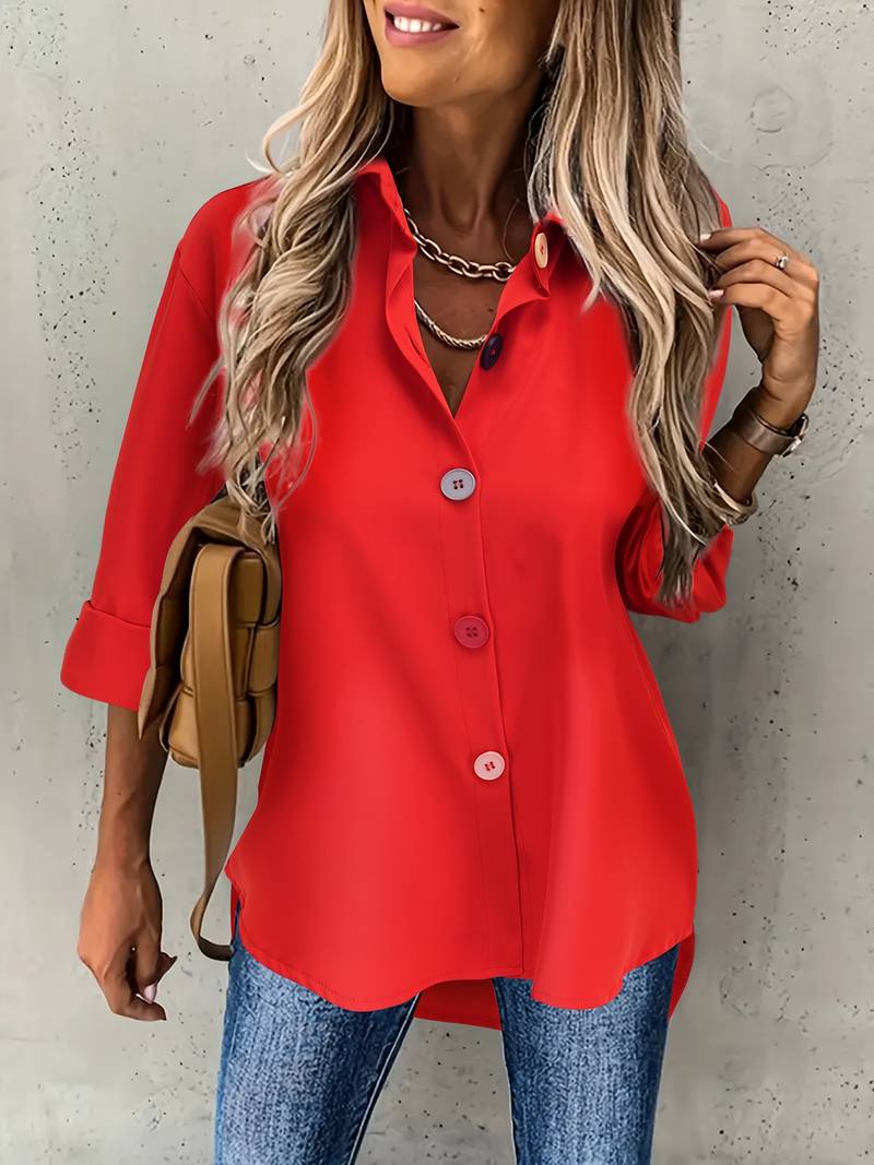 Variant image for Dames Shirt Casual Katoen Comfortabele Pasvorm voor Voorjaar en Herfst-1