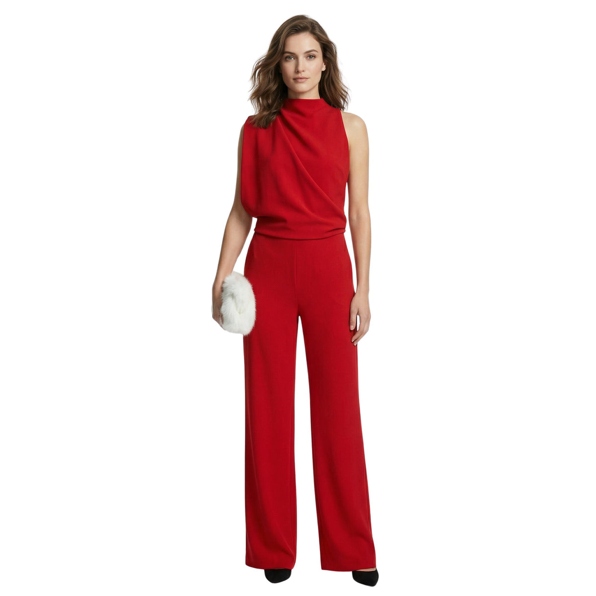 Dames Jumpsuit Feestelijk Asymmetrisch Met Hoge Kraag En Ontblote Schouder