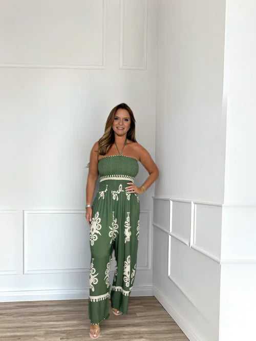 Dames Jumpsuit Feestelijk Halterstijl Met Wijde Pijpen Polyester-1