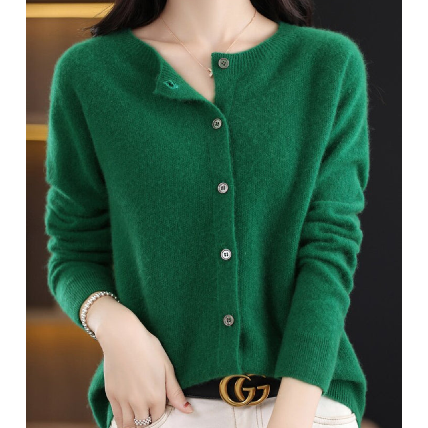 Dames Trui O-Hals 100% Wol Cardigan voor Winterse Look 5