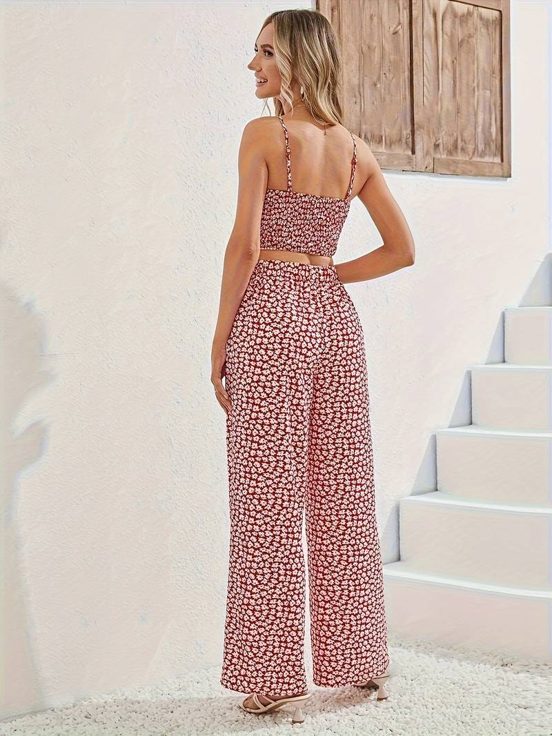 Dames Two Piece Set Bloemdruk Comfy Losse Pasvorm Hoogwaardige Stof-3