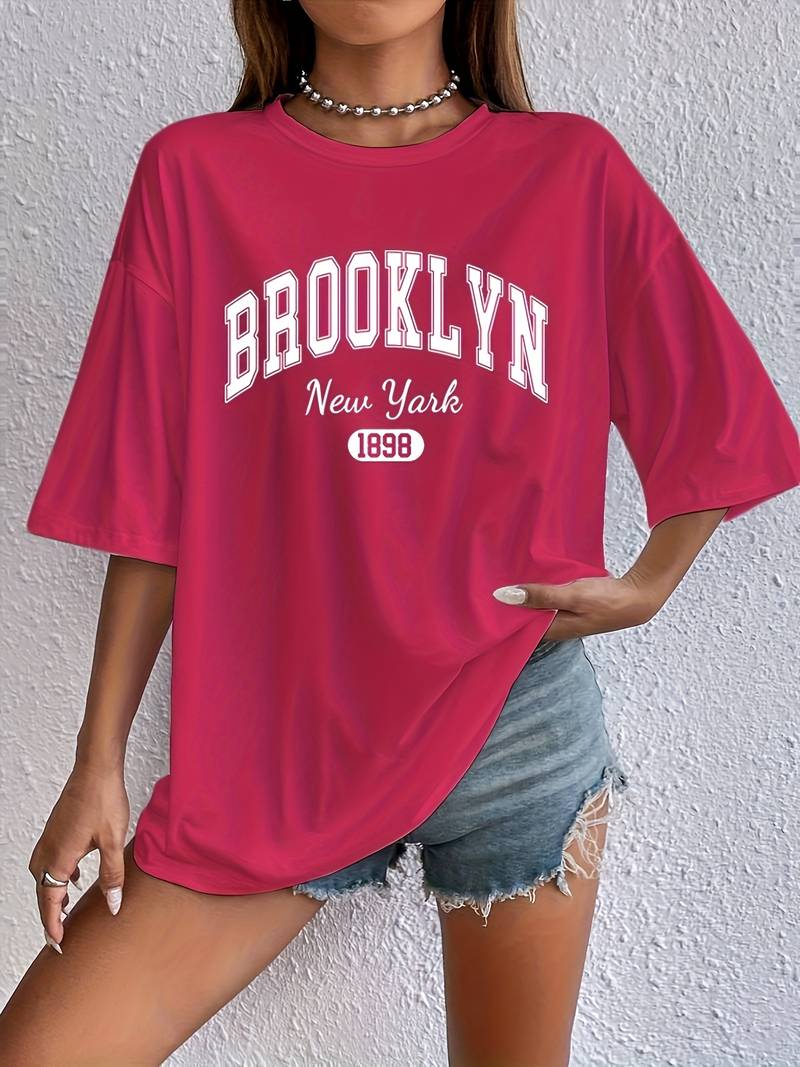 Variant image for Dames T-shirt Casual Brooklyn Print Hoogwaardig Katoen-25