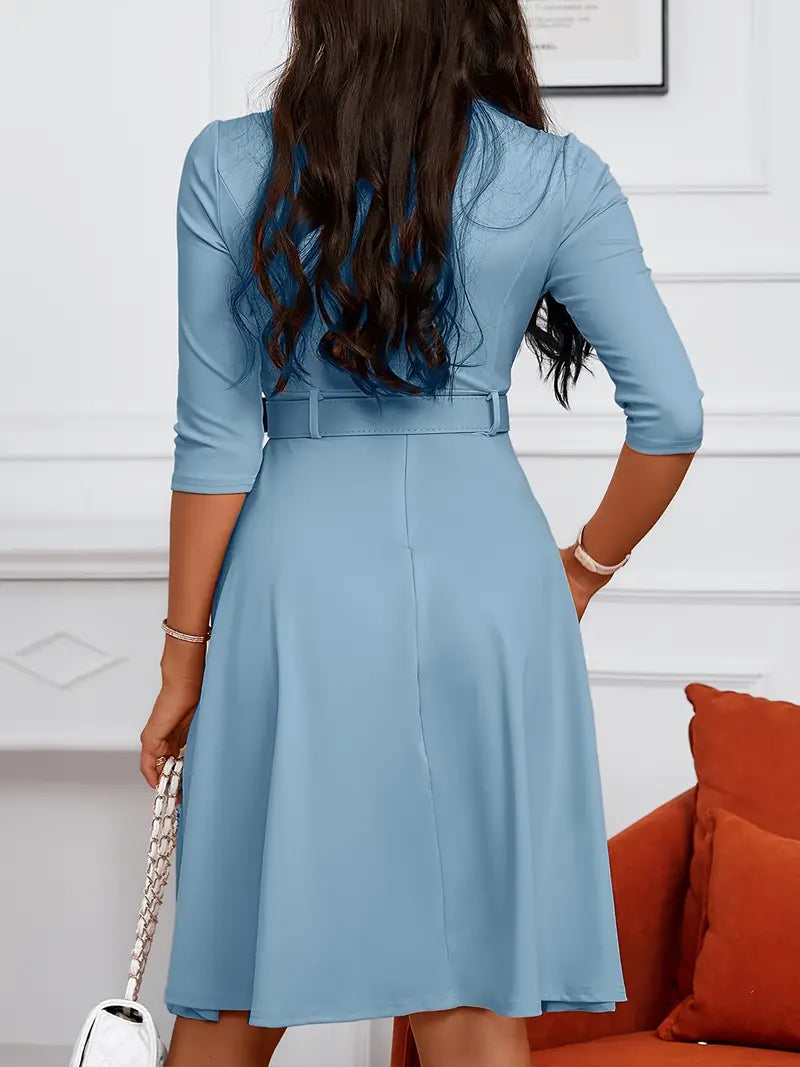 Dames Jurk Cirkelvormige Halslijn met Ritssluiting Geschikt voor Zomer en Feestelijkheden-5