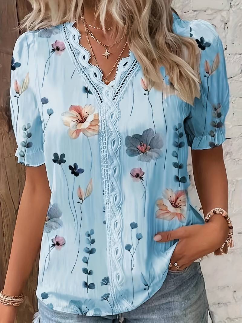 Variant image for Witte Blouse Dames V-hals Lente Stijlvol Lichtgewicht Casual Elegante Snit-33