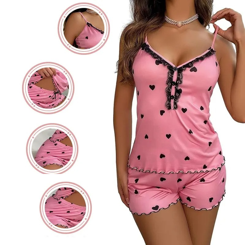 Dames Diepe V-Hals Slapengoed Set