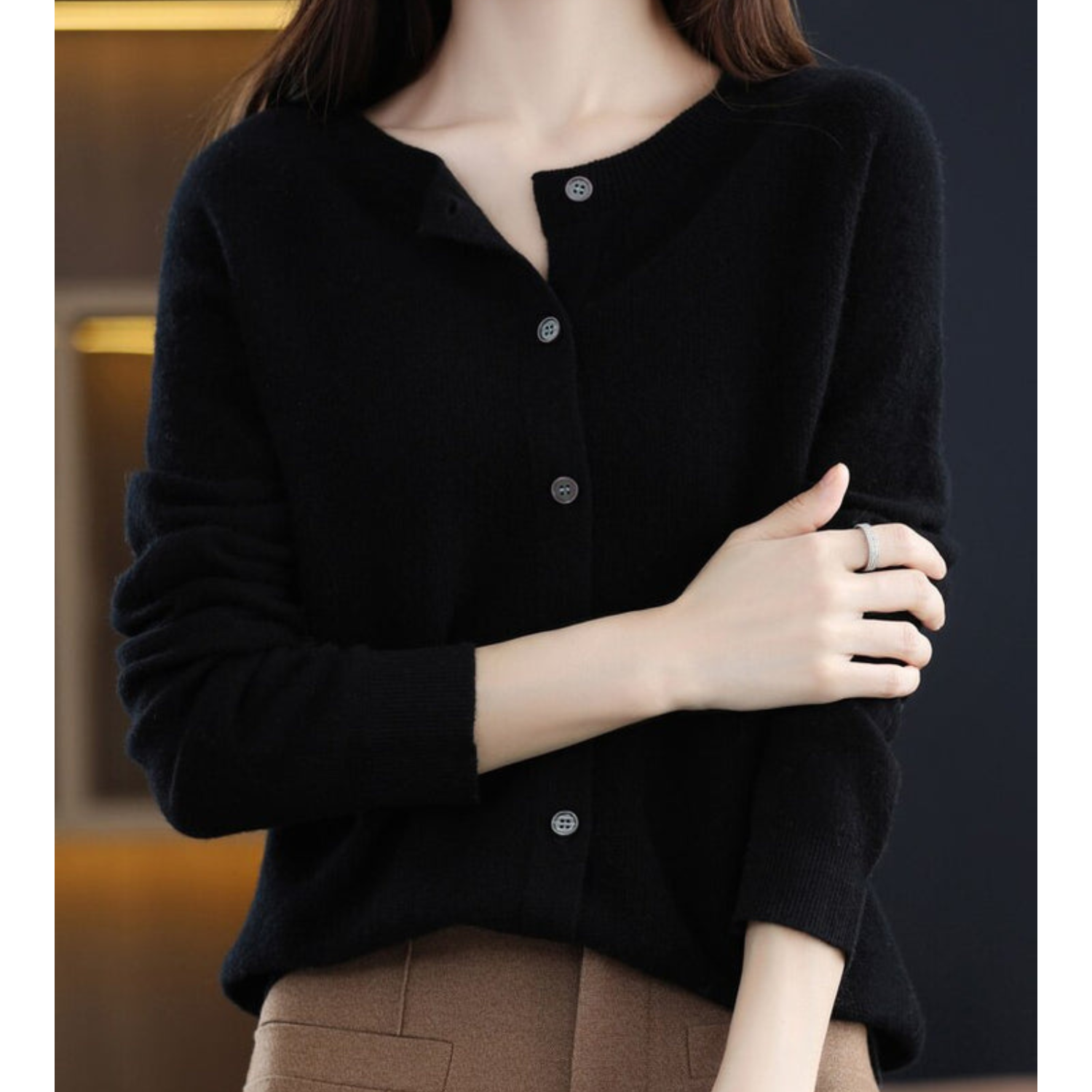 Dames Trui O-Hals 100% Wol Cardigan voor Winterse Look 6