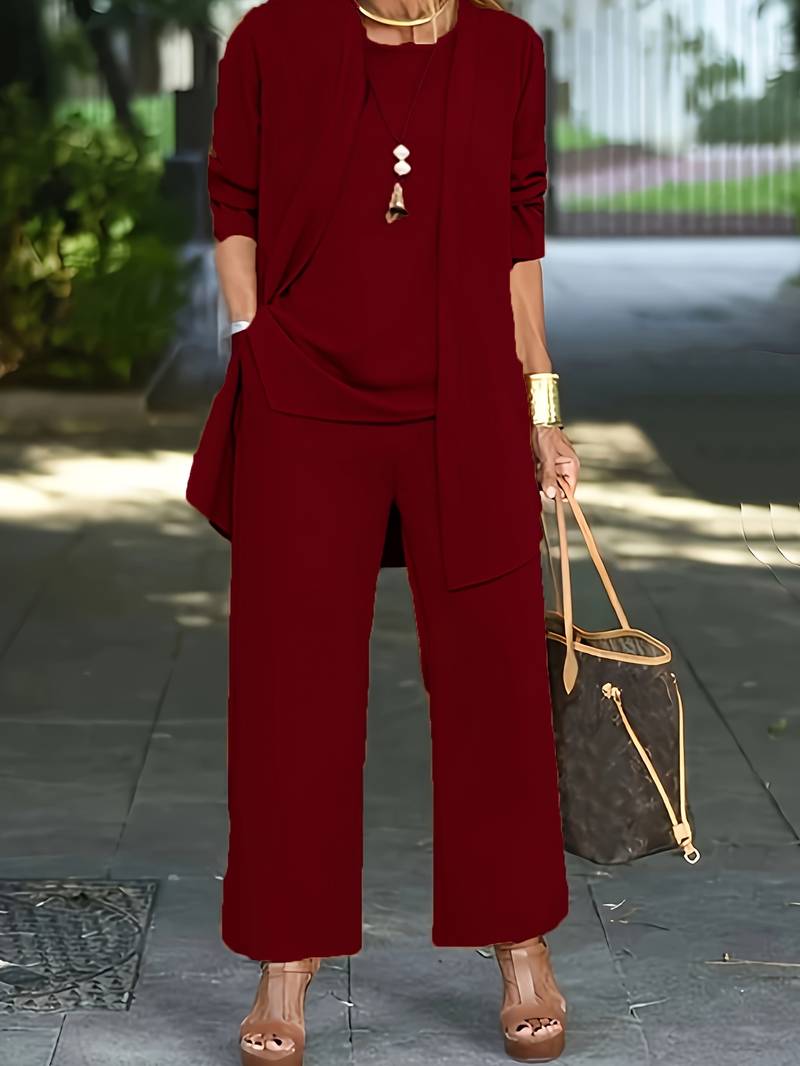 Variant image for Dames Set Drie Delen Casual Vest en Lange Broek Katoenmix-9
