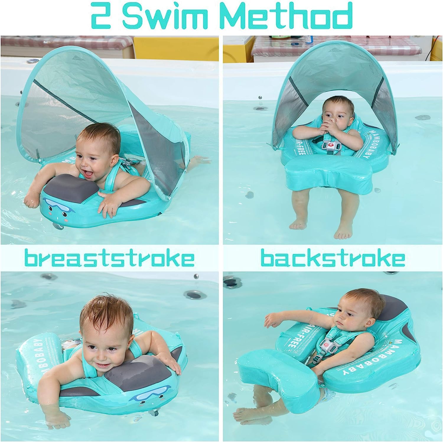 Baby Zwemtrainer 360° Bescherming Verstelbaar Veilig Kunststof voor 3-24 Maanden-5