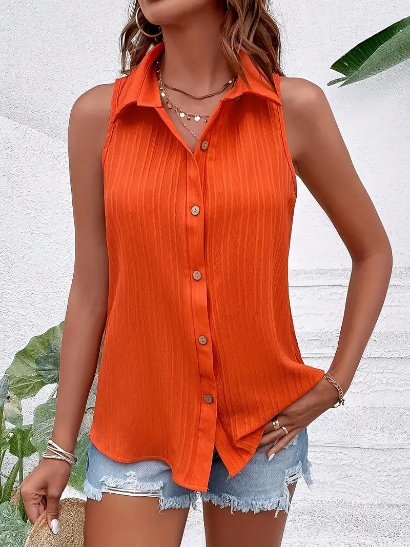 Dames Shirt Mouwloos Trendy 100% Katoen Luchtig-4