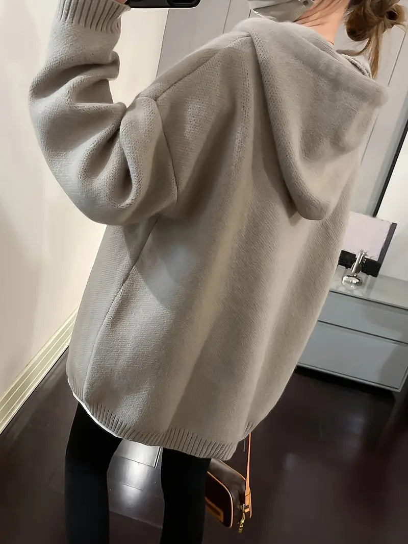 Dames Hoodie Glimlachontwerp Verstelbare Snoertrein Katoen-3