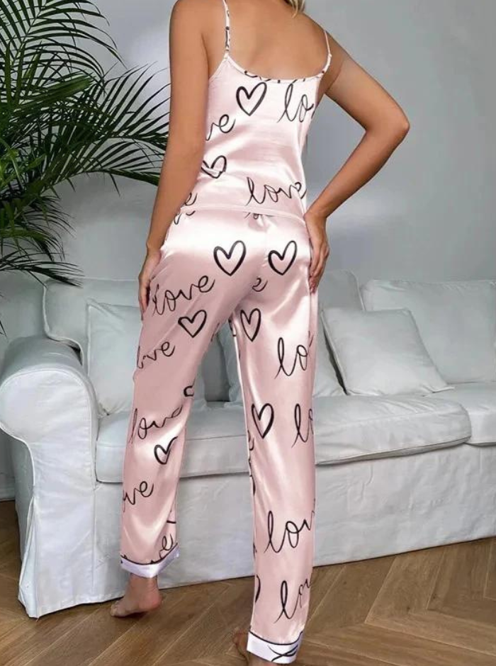 Satijnen look pyjamaset voor dames