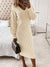 Dames Midi Jurk V-Hals Katoenblend Knie-Lengte Lange Mouwen-3