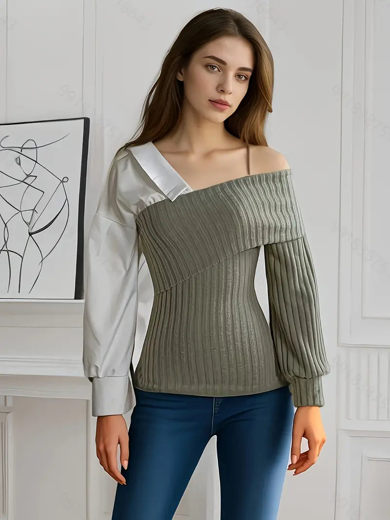 Variant image for Dames Top Asymmetrisch Stijlvol Zachte Ademende Stof-1