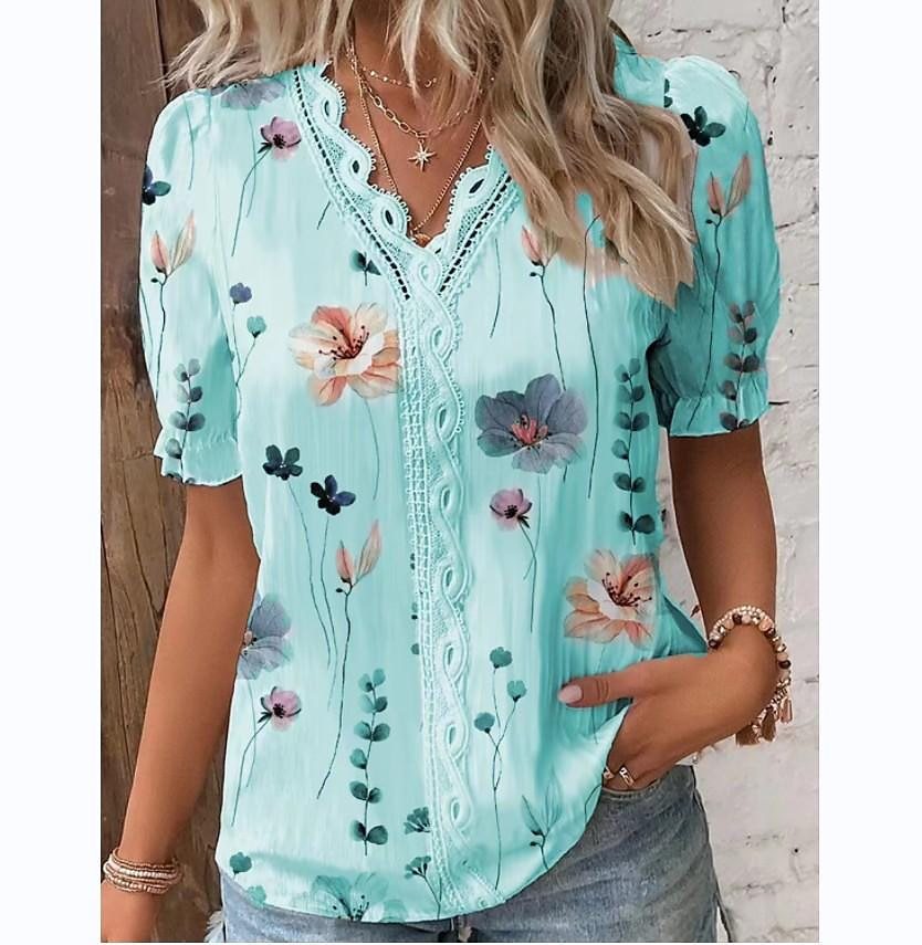 Variant image for Dames Blouse Bloemendruk Lente Losse Pasvorm Zacht Katoen-57