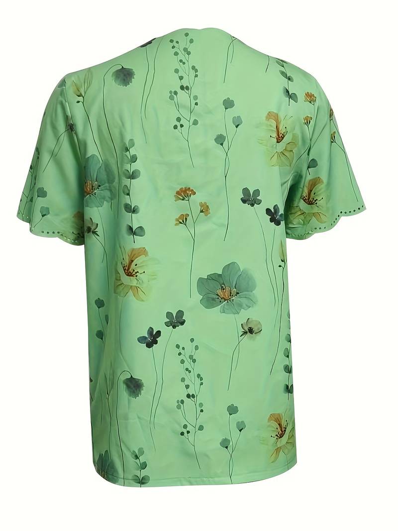 Variant image for Dames Blouse Bloemendruk Lente Losse Pasvorm Zacht Katoen-41