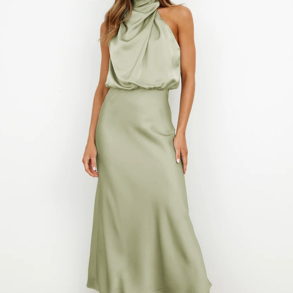 Variant image for Dames Jurk Asymmetrische Schouder Satijn Cocktailjurk-11
