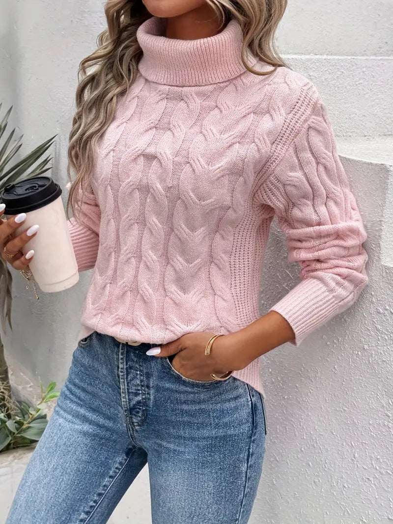 Variant image for Dames Turtleneck Trui Kabelpatroon 100% Acryl Comfortabele Hoge Kraag-9