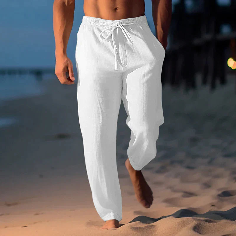 Heren Linnen Broek Losse Pasvorm Ademend Katoen Casual Pantalon-1