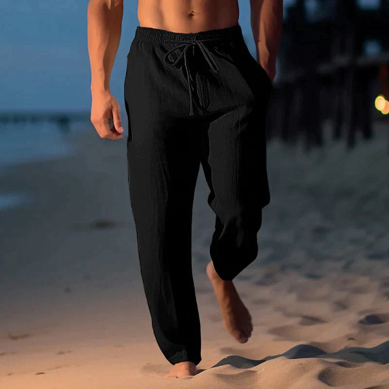 Variant image for Heren Linnen Broek Losse Pasvorm Ademend Katoen Casual Pantalon-4
