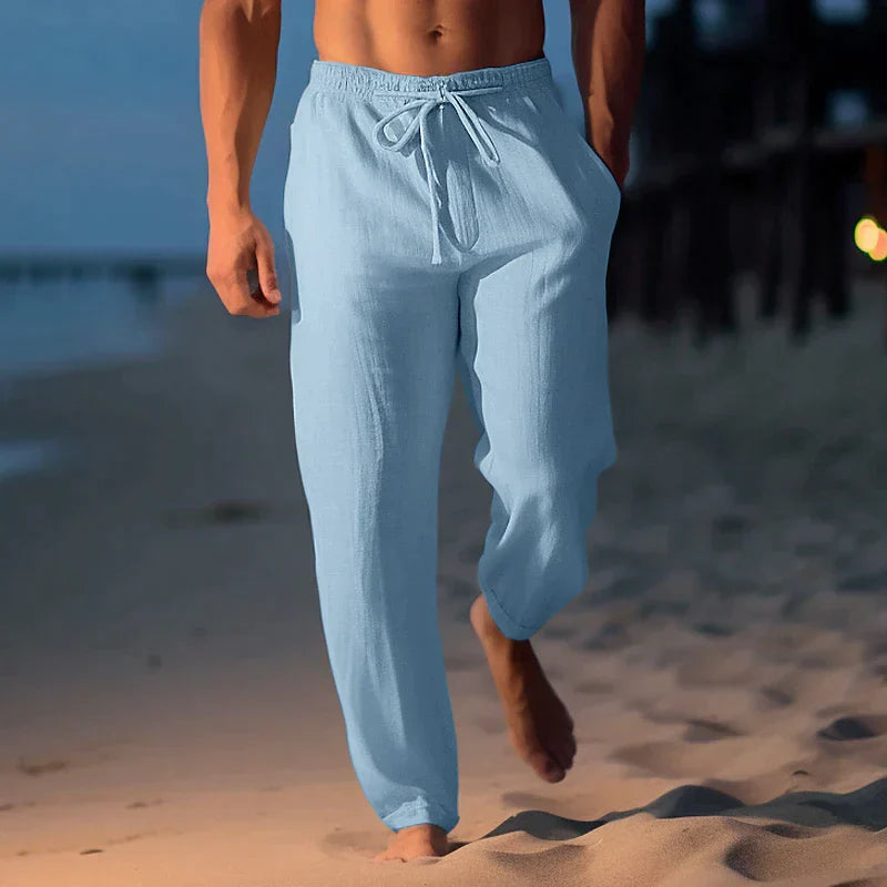 Variant image for Heren Linnen Broek Losse Pasvorm Ademend Katoen Casual Pantalon-19