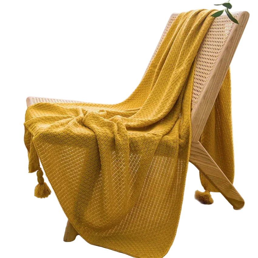 Bamboe Gebreide Plaid met Kwastjes voor Thuis 7