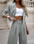 Dames Pak 2 Delig Elegante Blazer en Broek Donkerblauw en Bruin-4