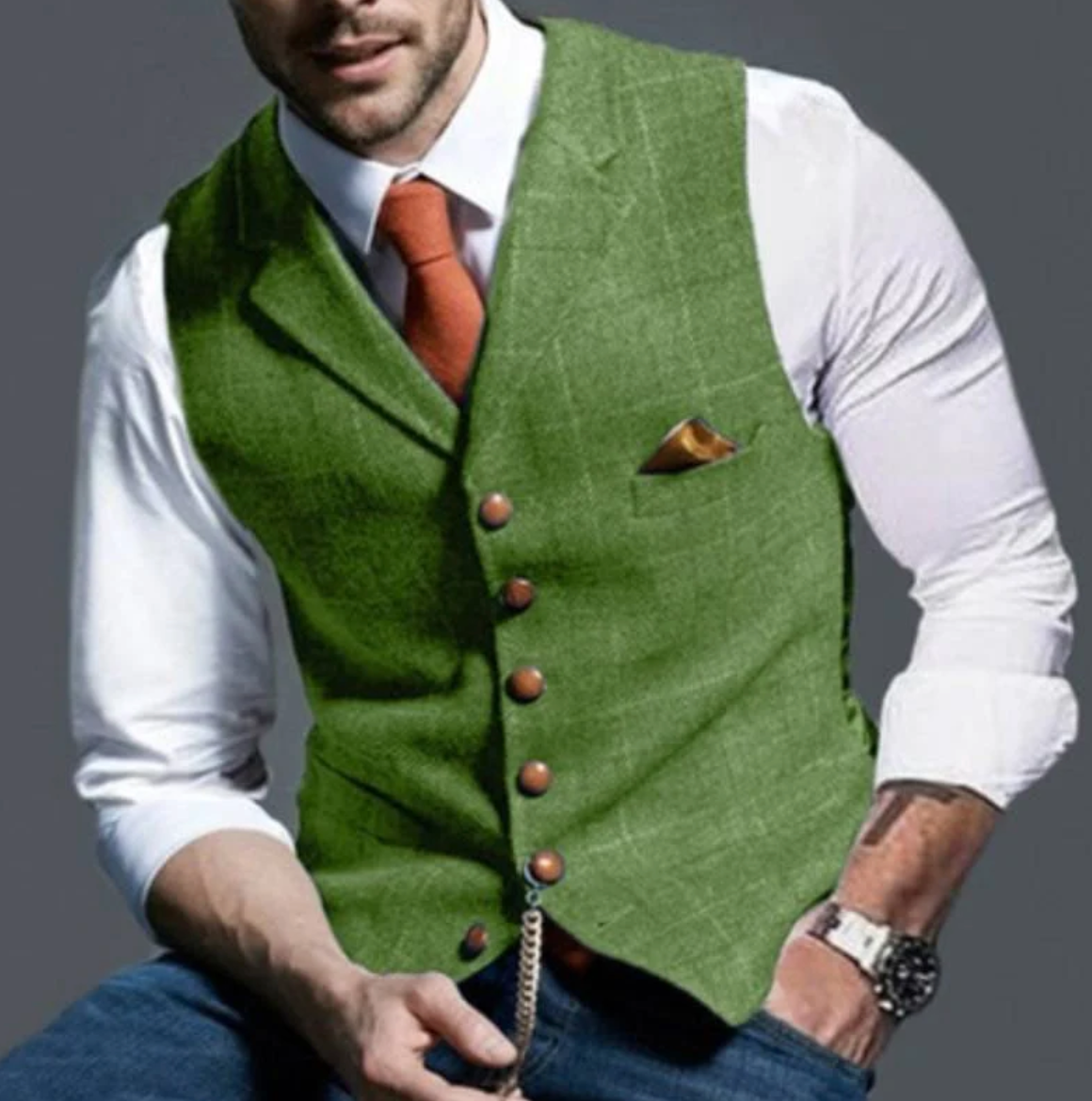 Variant image for Heren Vest Geruit Wolmix Stijlvol Op Maatgemaakt-5