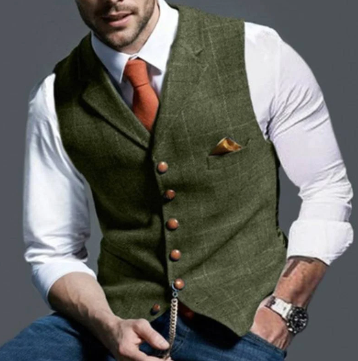Variant image for Heren Vest Geruit Wolmix Stijlvol Op Maatgemaakt-38
